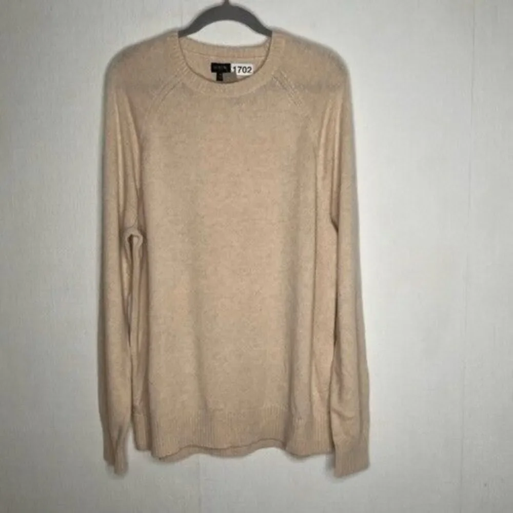 NWT J.Crew Long Sleeve Lambswool Blend Crewneck Office Sweater Men Size XL Cream